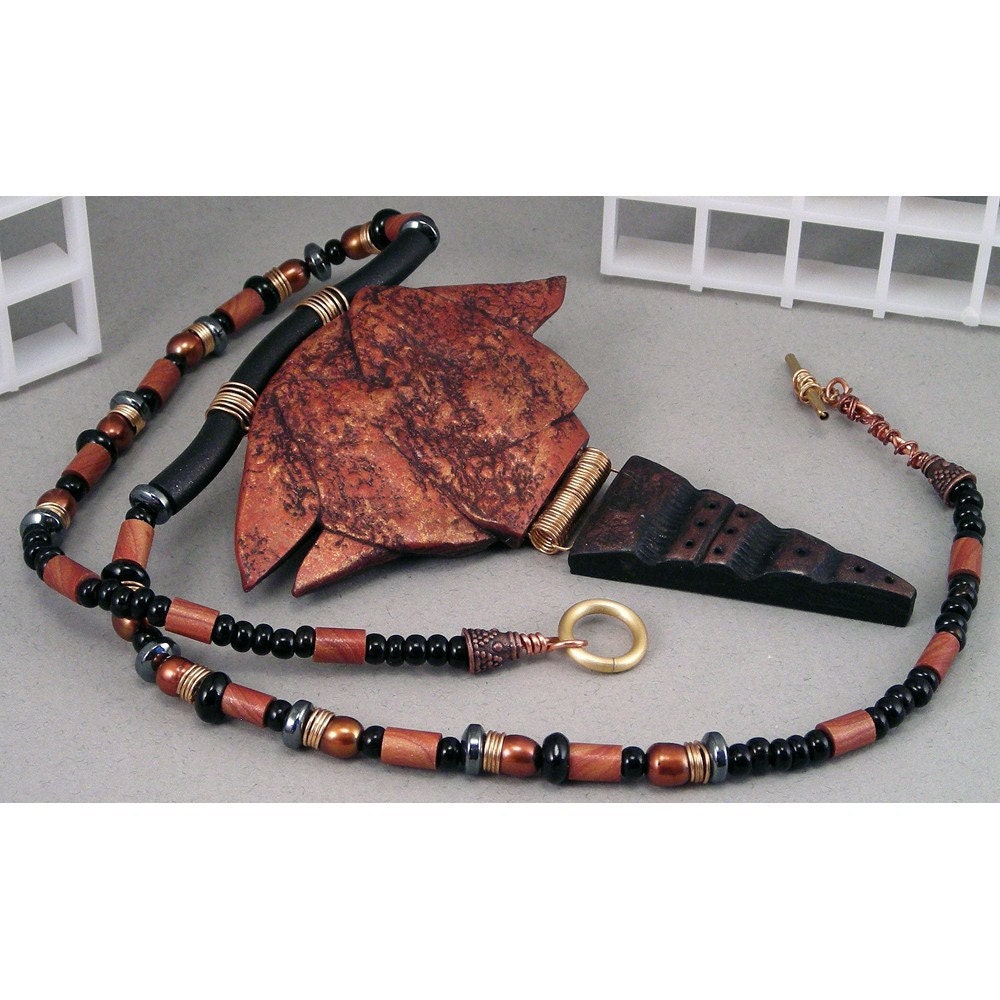 Handcrafted Necklace - Copper Black Choker No. 133