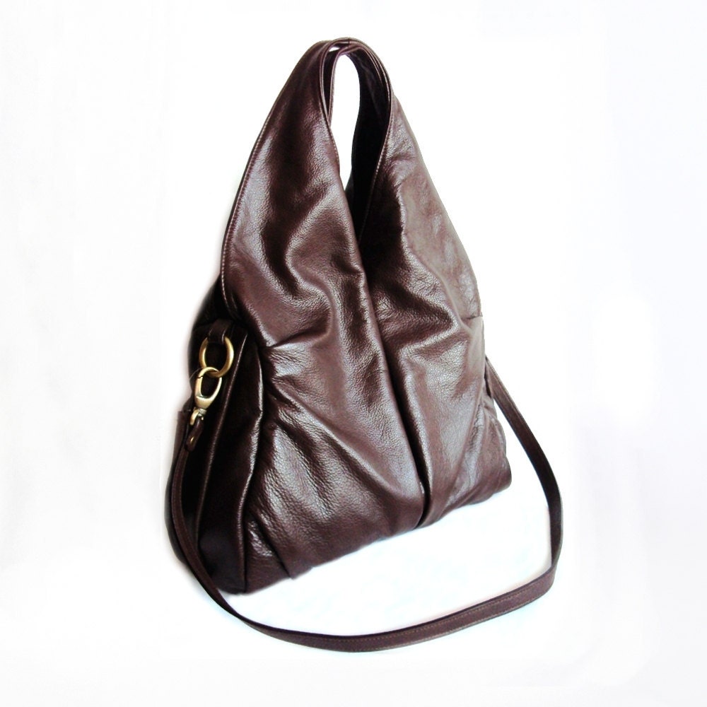 Large dark Brown Leather Shoulder Bag Hobo Bag Messenger Bag Purse Everyday Bag Carry All Bag