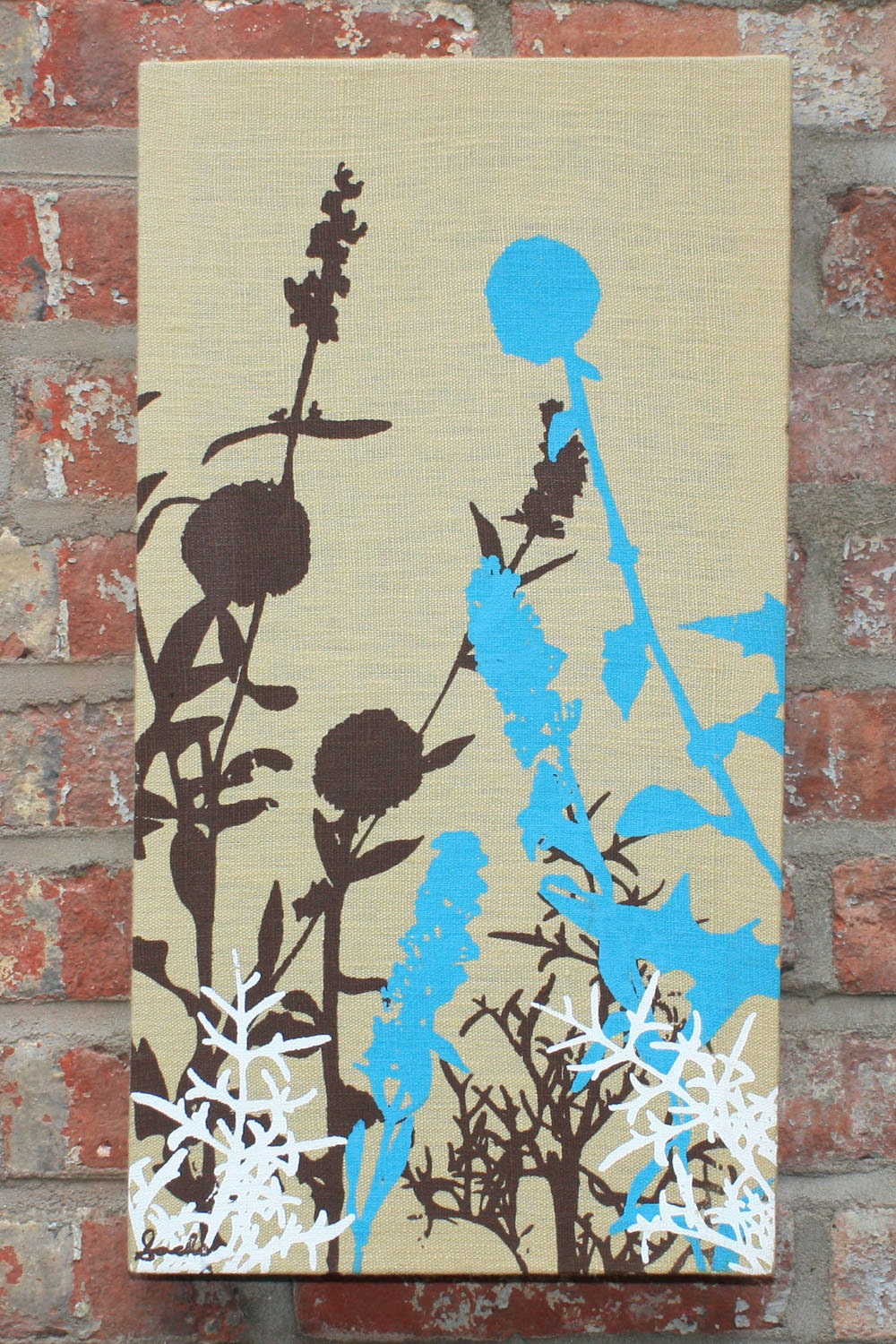 Thistle Wall Hanging on Stretched Linen