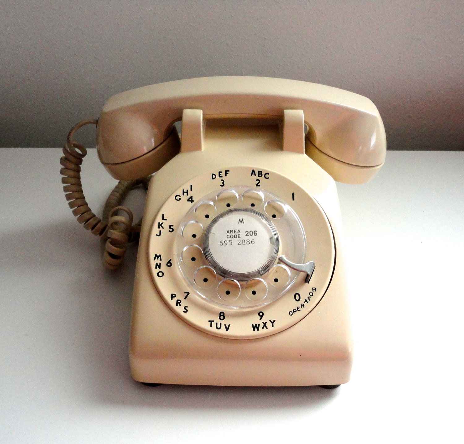 Pink Rotary Telephone // Pink - Cream Telephone Desktop Office Supply Henry Dreyfuss Design