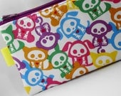Kawaii Animal Skeletons Padded Pencil Case --- White