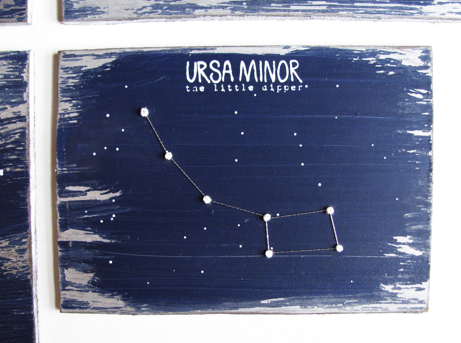 Star Maps : Ursa Minor (the little dipper) screenprinted and embroidered wall decor