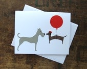Big Dog,  Little Dog, Red Balloon - Friendship, Valentine, Love Card
