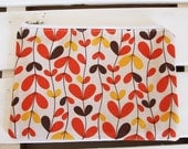 SALE Zipper pouch - leaves in orange(Last one)