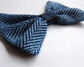 Herringbone Blues Bow Hair Clip