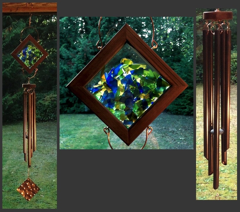 Wind Chime, Beach Glass, Sea Glass, Stained Glass, Copper, Windchimes, Windchime