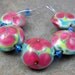 Pink Floral Lentil Lampwork Bead Set - Angelfire Art Glass