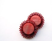 Red Beaded Post Earrings