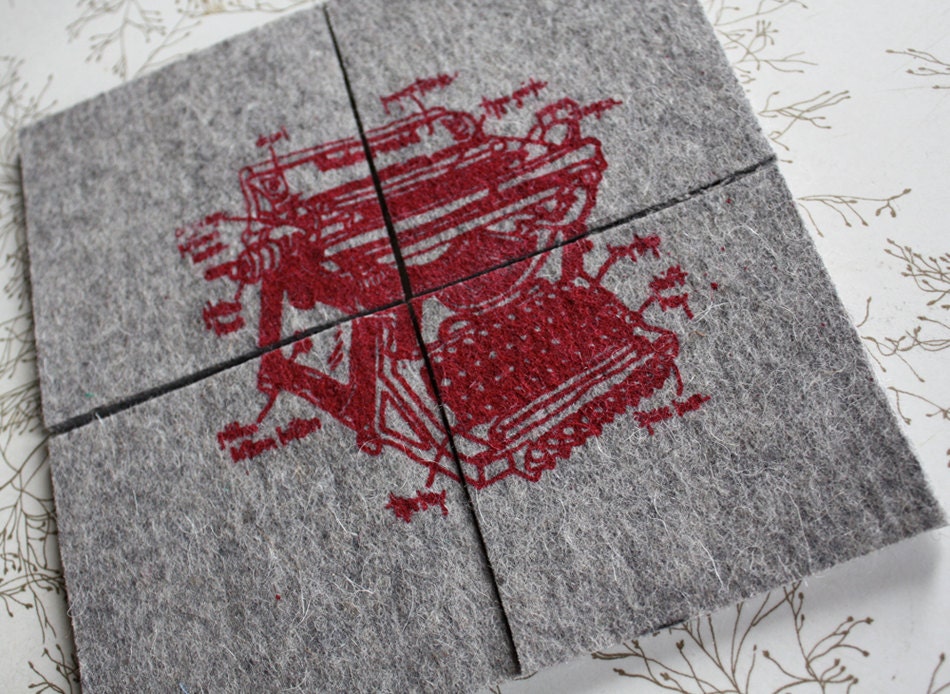 Typewriter Diagram industrial felt coasters