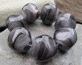 Pearl Slate  lampwork nugget bead set (7)