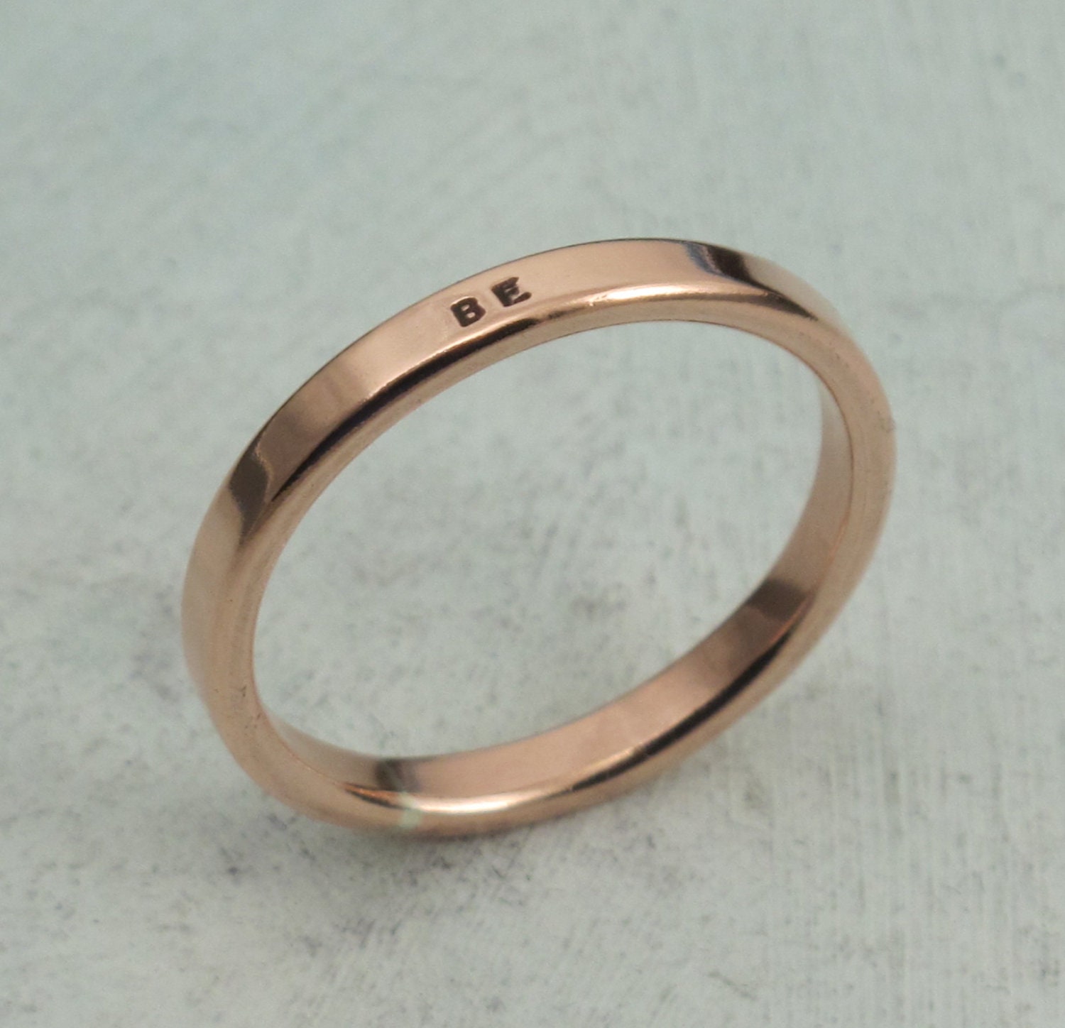 Copper Ring - Smooth Like Butter Style Posey Ring - custom made copper ring by Kathryn Riechert (Tiny Text)