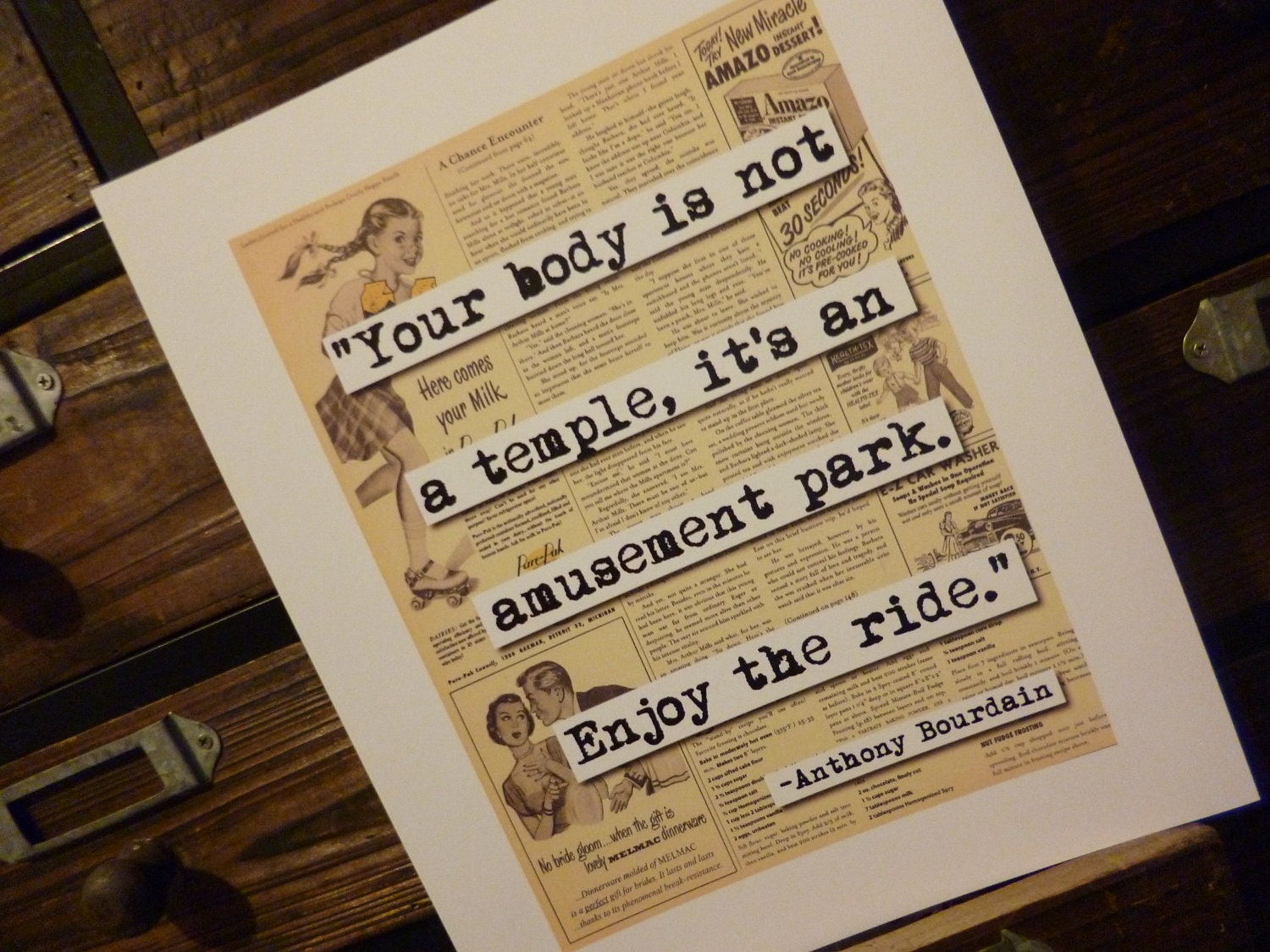 Anthony Bourdaine Body is a Temple  Quote Print