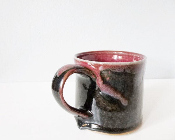 Handmade modern mug black purple burgundy - ceramic cup stoneware pottery lovely hostess gift