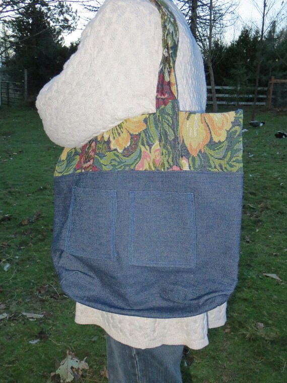 Market Tote Jeans and Canvas Bag Large