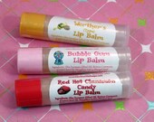 Candy Shop Lip Balm 3 Pack - Werther's type Caramel - Bubble Gum - Red Hot Cinnamon Candy