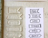 days of week, small, clear unmounted stamp set