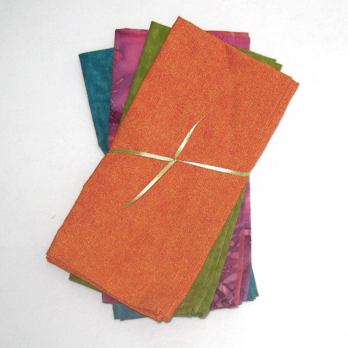 Bright Orange, Turquoise, Apple Green, Fuchsia Cloth Napkins Set of 4