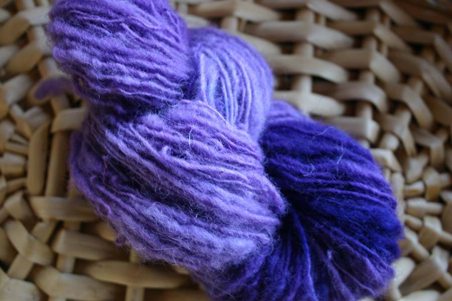 Purple hand dyed homespun Shetland wool