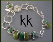 Camouflage - Gemstone & Boro Lampwork Link Bracelet