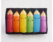 Decorative Pillow, Mini Pillow, Toy Pillow - Happy Rainbow Pencils