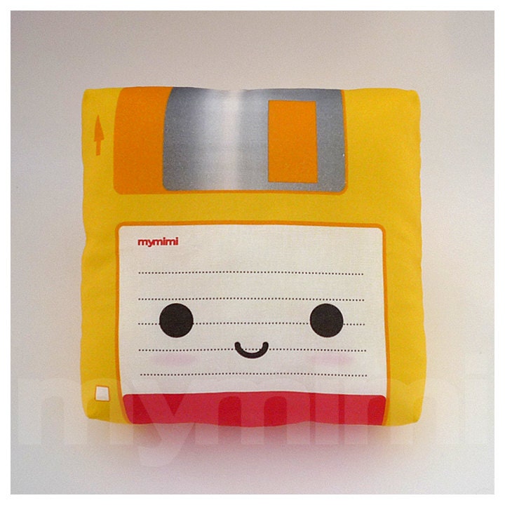 Decorative Pillow, Mini Pillow, Geekery Toy Pillow - Yellow Floppy Disk