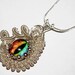 Glass Eye Pendant - Wire Wrap Rainbow Dragon Taxidermy Glass Eyeball with 20 inch Sterling Silver Snake Chain