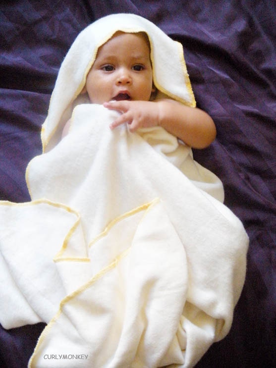Organic baby hooded bath towel, eco-friendly baby & children: hemp cotton fleece