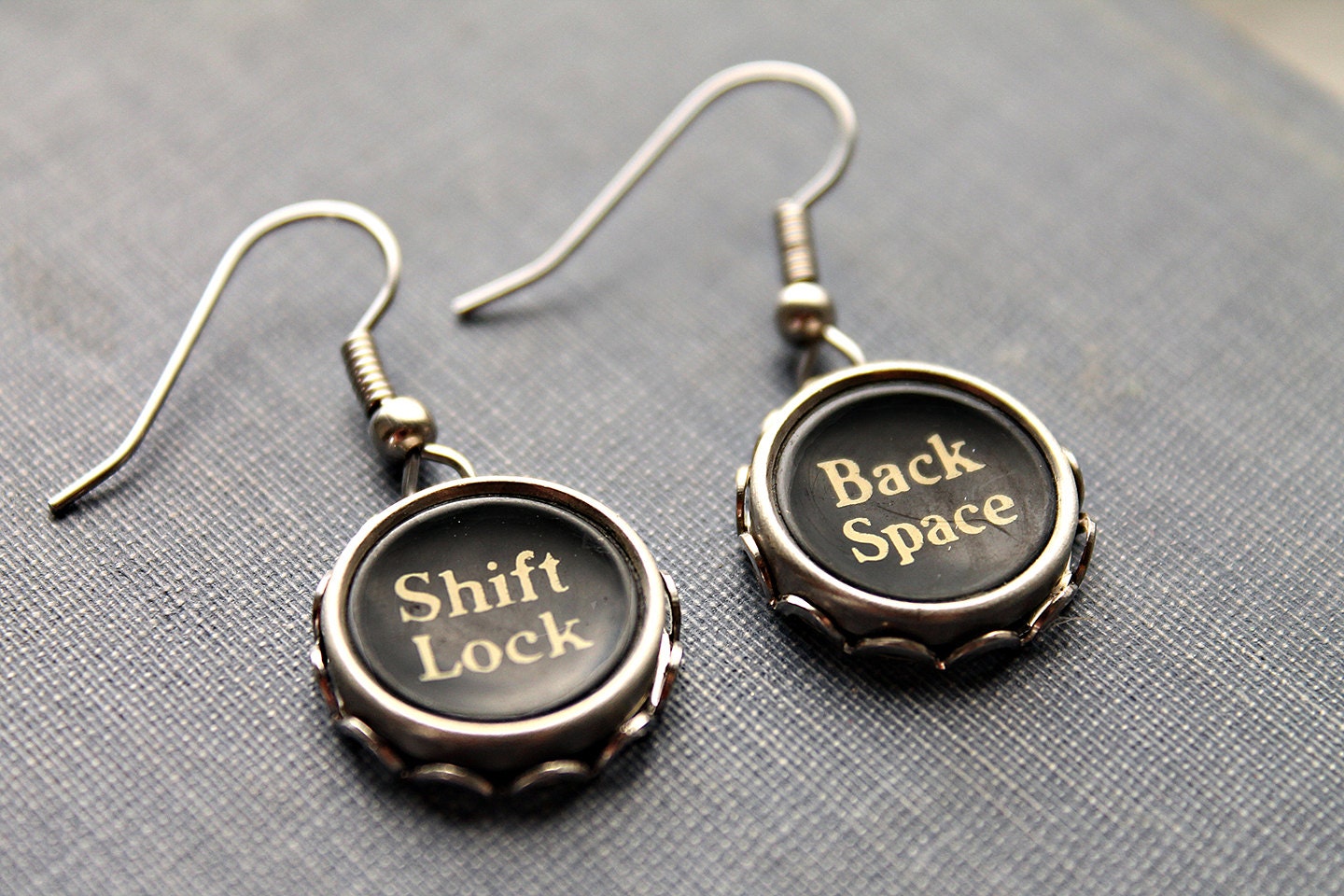 TYPEWRITER Key EARRINGS Custom VINTAGE Initials Symbols Numbers You Choose