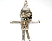 Antiqued Silver Musical Robot Pendant