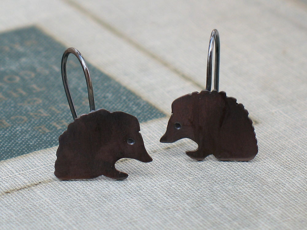 tiny hedgehog earrings- hand cut silhouettes