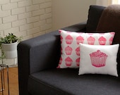block print cupcake squillow accent pillow