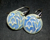 Porcelain Earrings Tulip In Glacier Blue With Sterling Silver Earwires