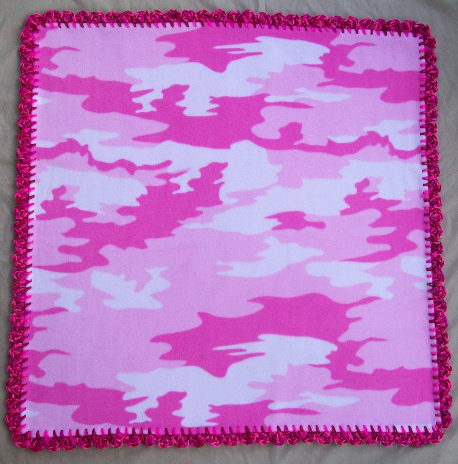 Pink Camo Fleece Baby Blanket with Pink by AngieHallHaviland