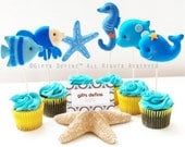 SET of 4 Under the Sea Friends Party Toppers -  Premium Party Favors for Weddings Birthdays or Baby Showers