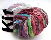DIY craft kit, Easy knitting kit, Ripple Drop-Stitch Scarf pattern and Colinette Giotto ribbon yarn, easy written instructions, Florentina