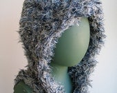 Furry Puddle Fairy Hood in Blue and White