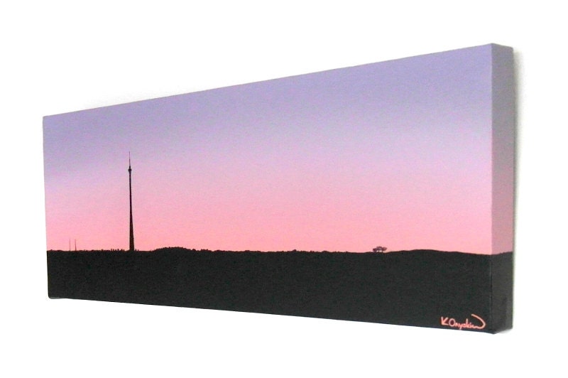 Emley Moor Tower at Dawn acrylic painting