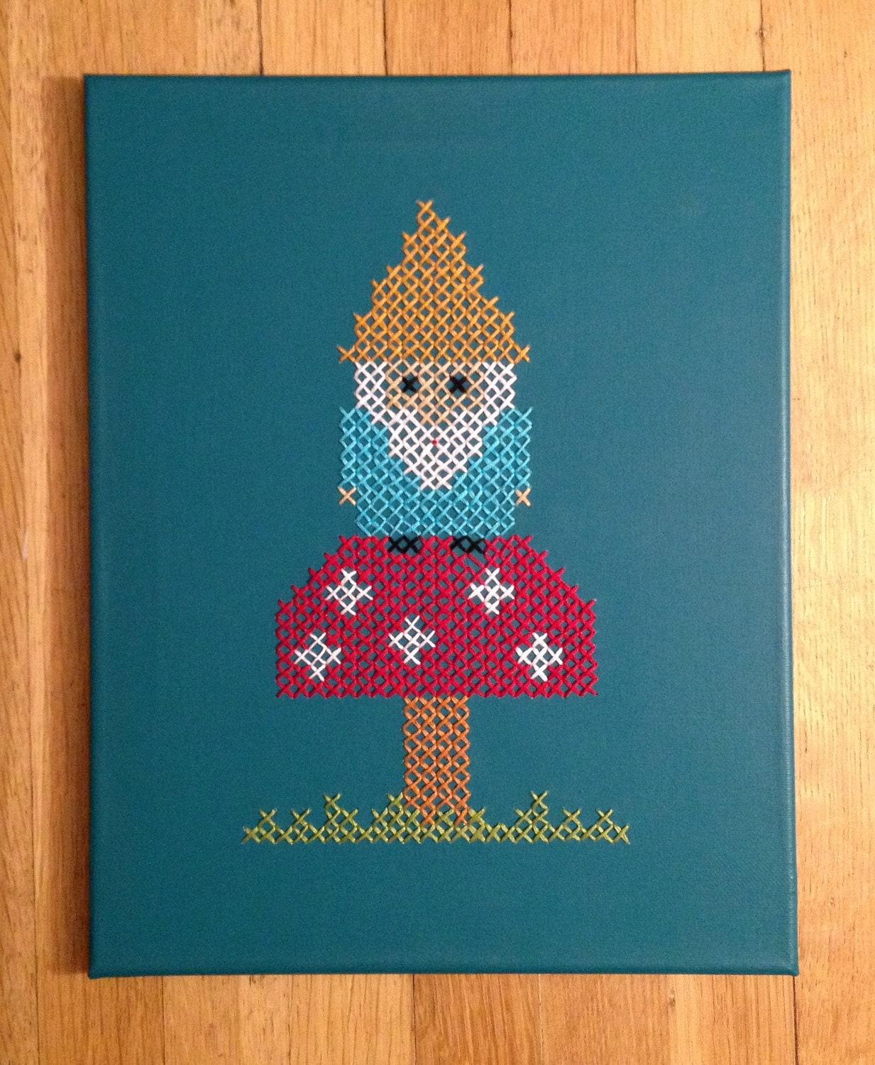Gnome on a Mushroom Cross Stitch