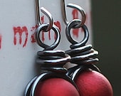 Red Earrings  Steel Wire Jewelry