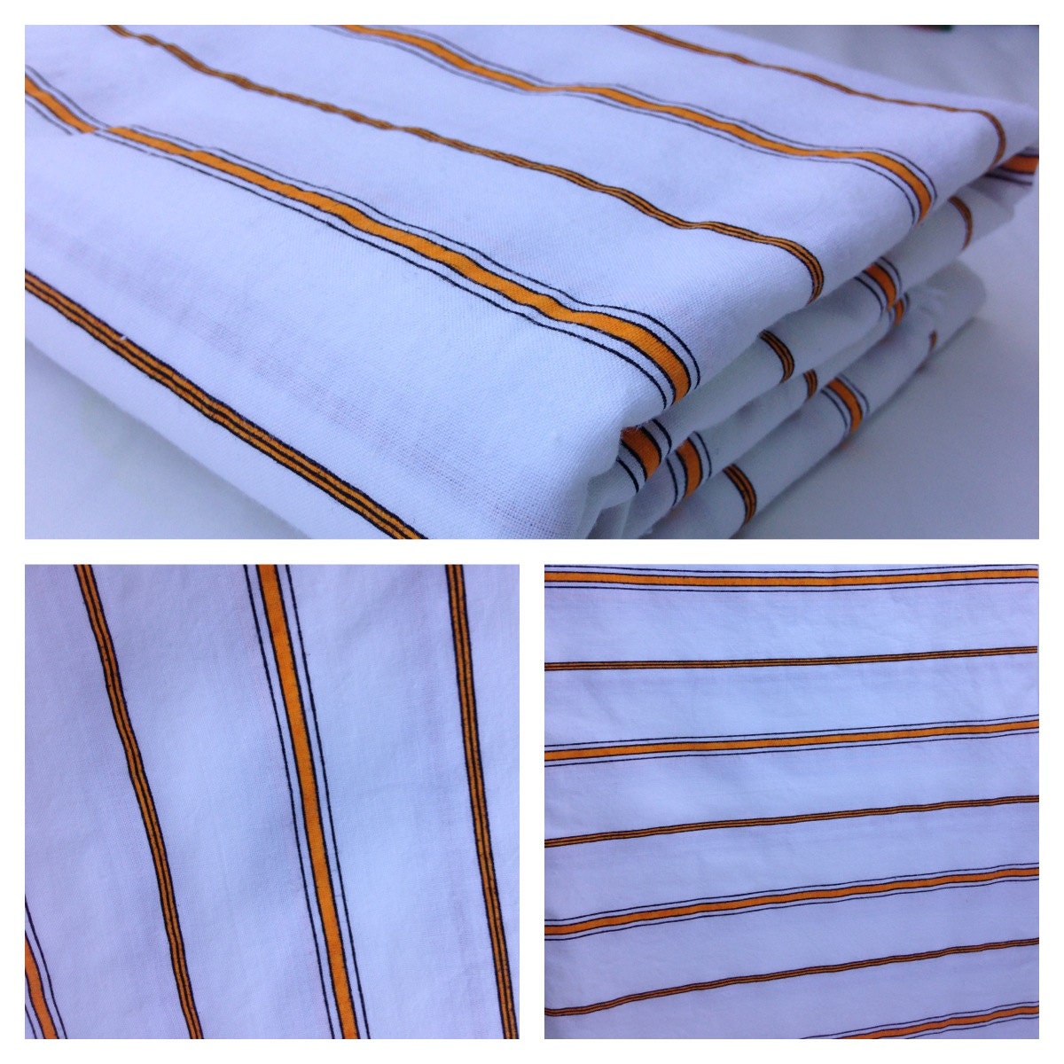 Yellow Striped Cotton-Vintage Fabric