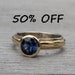 CLEARANCE - Fair Trade Montana Sapphire, Recycled 14k Yellow Gold, and Recycled 14k White Gold Ring, size 6 - Wedding or Engagement