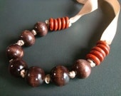 CLEARANCE . sandstone . knotted wood bead necklace