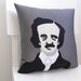 Edgar Allan Poe Pillow - Decorative Pillow on Gray Fabric