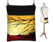 MadArt Sling Bag Shoulder Purse Cross Body Bag Small Travel Purse Zipper Fits eReaders Golden Harmony red yellow black