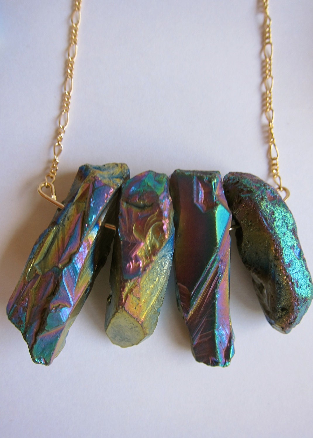 Rainbow titanium quartz necklace with hanging by daughterofthesun
