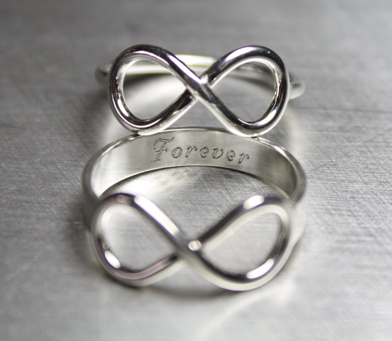 Infinity Ring, Engraved, Sterling, Silver, Knot, Symbol, Forever, Jewelry