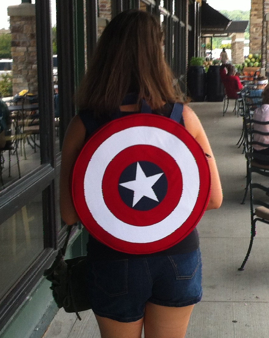 Captain America, shield round BACKPACK, adjustable straps, costume, cosplay, Marvel comics