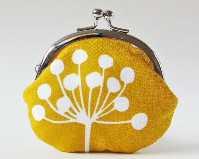 coin purse - mustard flowers