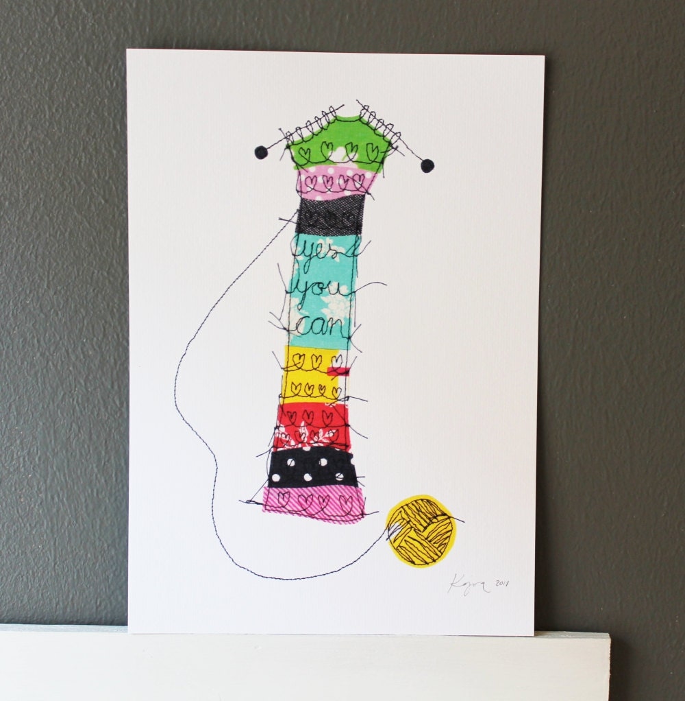 Yes you can KNIT - art print