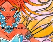 Aceo Original Butterfly Faerie Girl Fae Fairy Fey Sofianime Elisa Chong Watercolor Painting mrmd Faeteam acetsy Caat